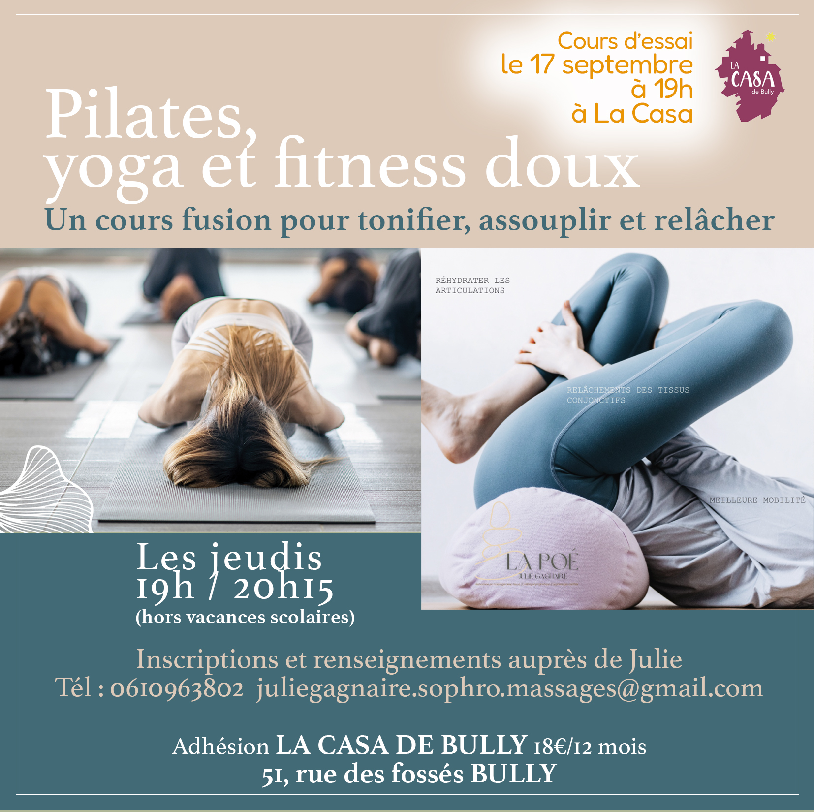 Séances de pilates-yoga-fitness doux